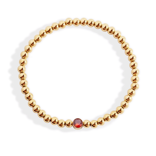 Gold Beaded Bubble Birthstone Bracelet
