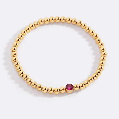 Gold Beaded Bubble Birthstone Bracelet