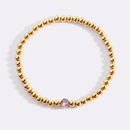 Gold Beaded Bubble Birthstone Bracelet