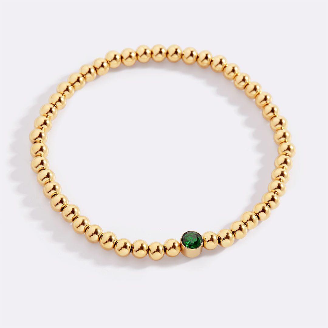 Gold Beaded Bubble Birthstone Bracelet