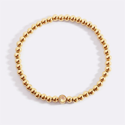 Gold Beaded Bubble Birthstone Bracelet