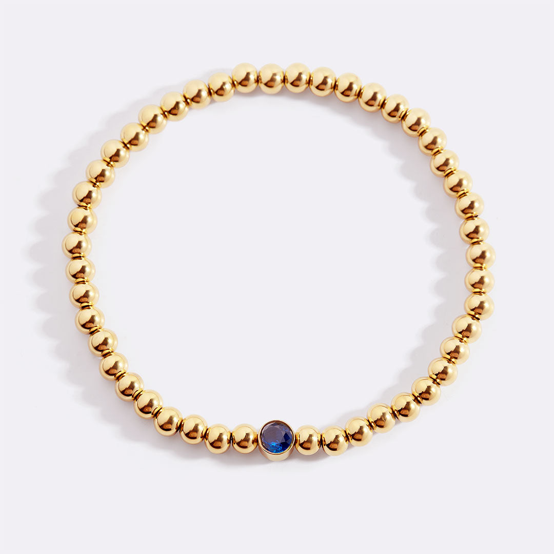 Gold Beaded Bubble Birthstone Bracelet