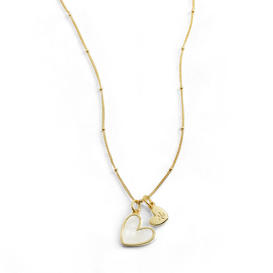 Mother Of Pearl Heart Initial Necklace