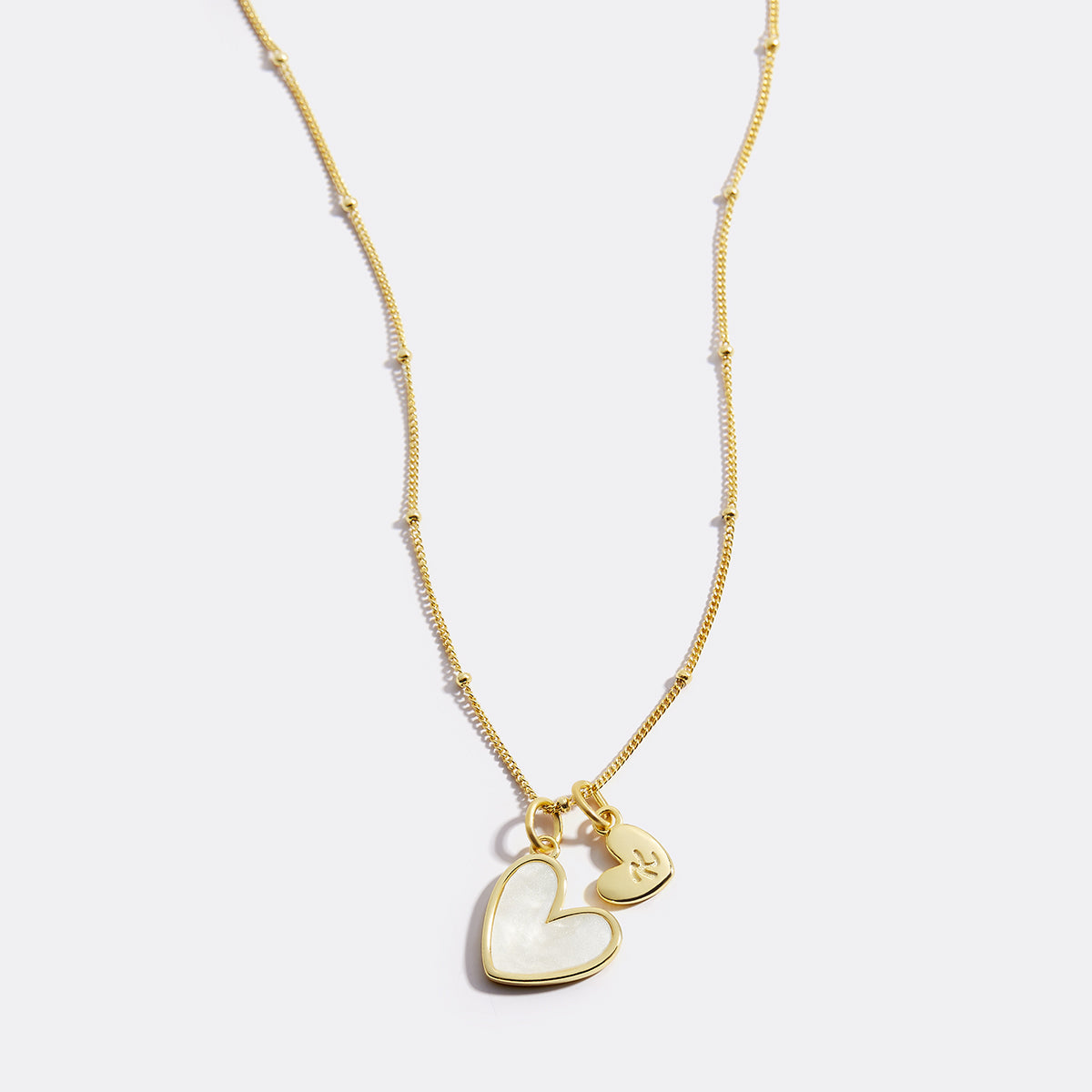 Mother Of Pearl Heart Initial Necklace