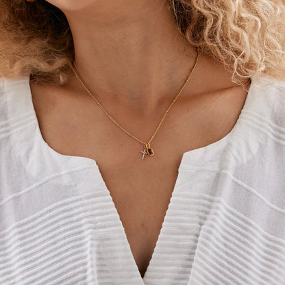 Cross Birthstone Necklace