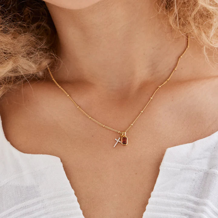 Cross Birthstone Necklace