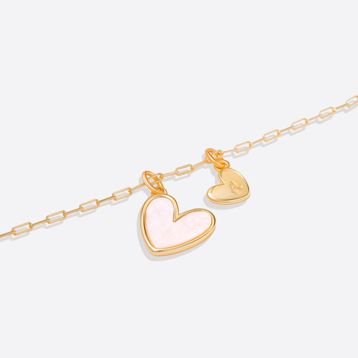 Mother Of Pearl Heart Initial Necklace