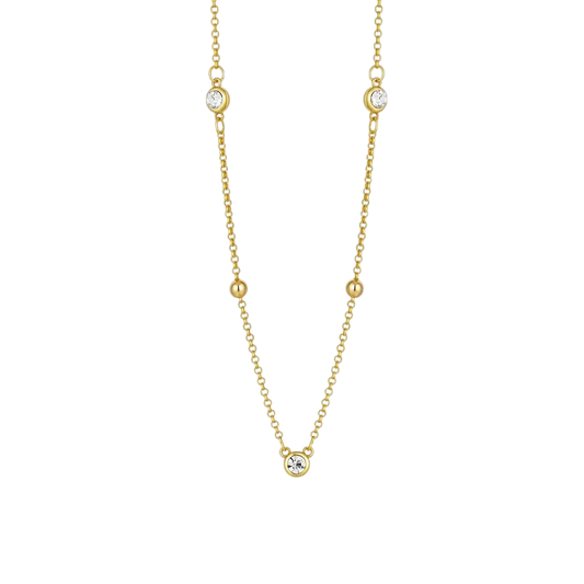 18K Gold Plated Bezel Stone Necklace