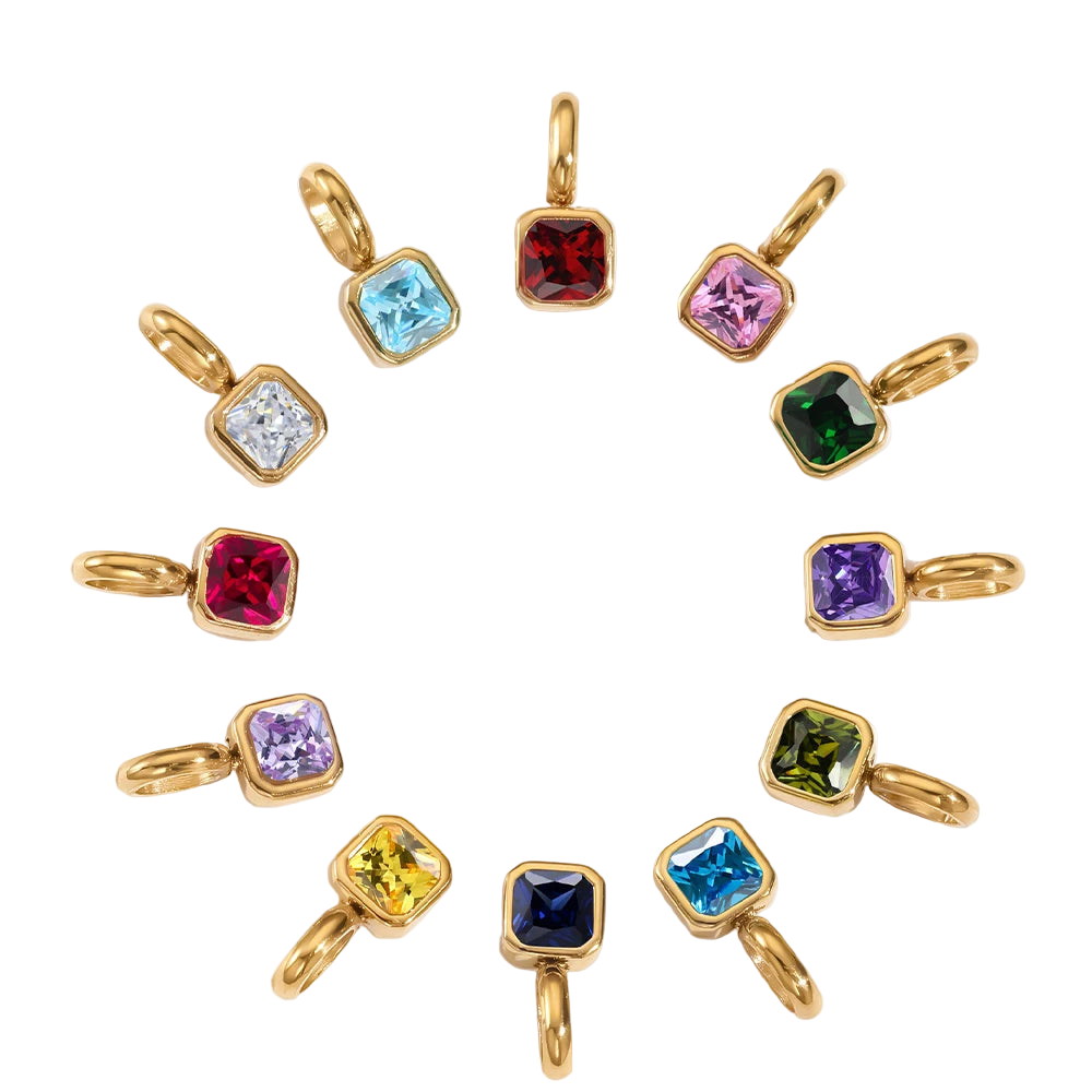 Octagon Birthstone Charms