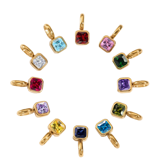 Octagon Birthstone Charms