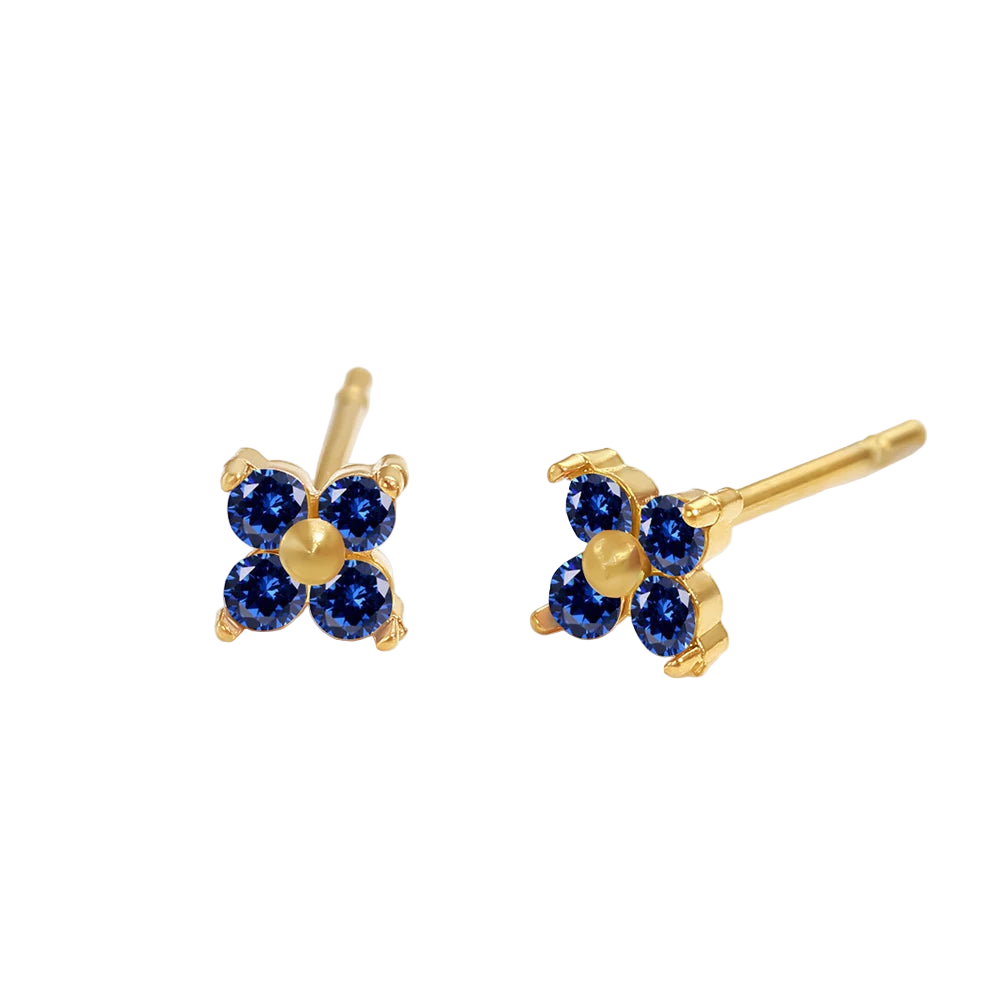 Birthstone Flower Stud Earrings