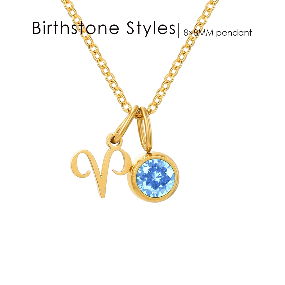 14K Gold, Silver & Rose Gold Zodiac Birthstone Necklace