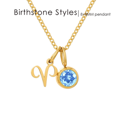 14K Gold, Silver & Rose Gold Zodiac Birthstone Necklace