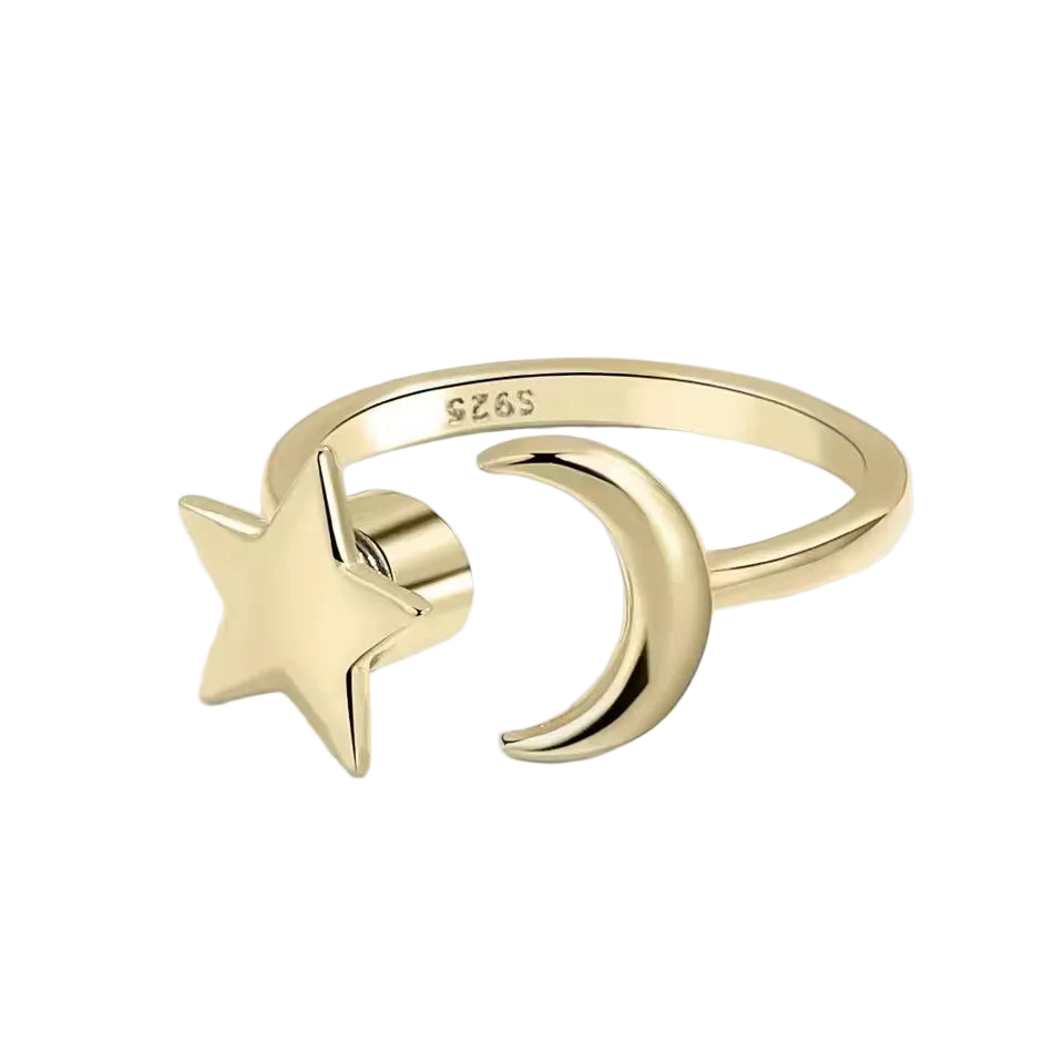 Celestial Spinner Ring – Moon & Star