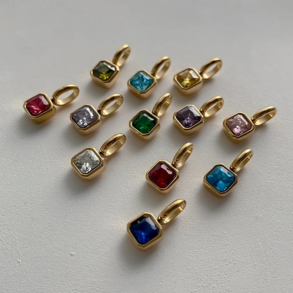 Octagon Birthstone Charms