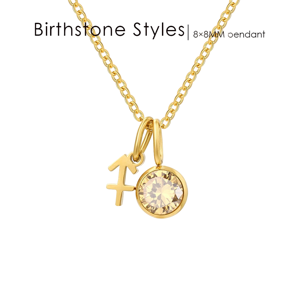 14K Gold, Silver & Rose Gold Zodiac Birthstone Necklace