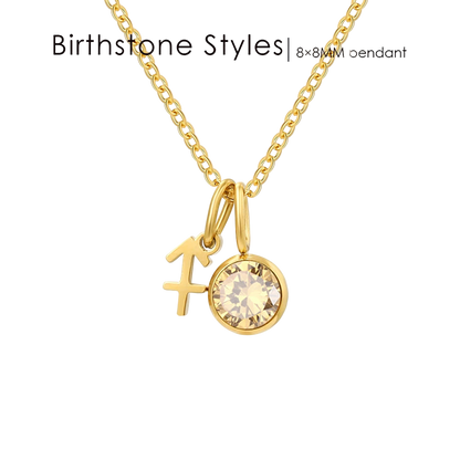 14K Gold, Silver & Rose Gold Zodiac Birthstone Necklace