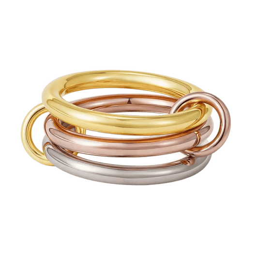 18K Elegant Gold Plated & Bronze & Silver Stacked Rings