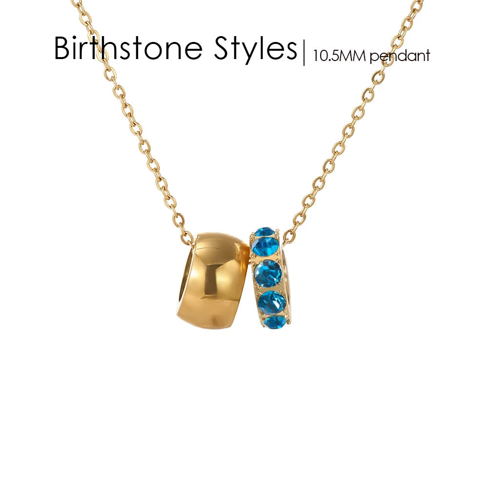 18K Gold Plated Birthstone Charm Necklace
