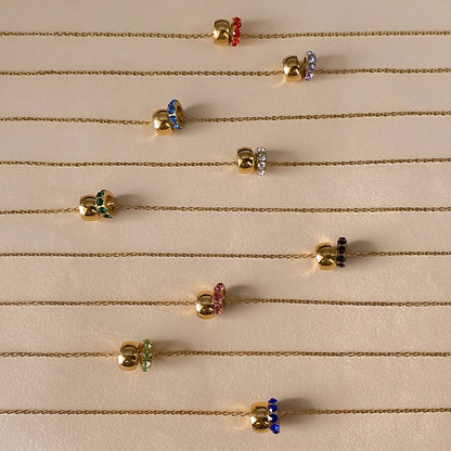 18K Gold Plated Birthstone Charm Necklace