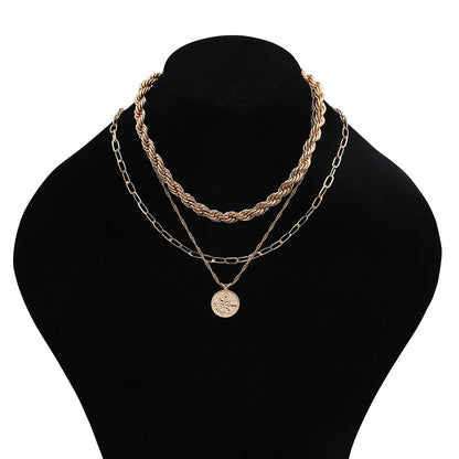 18K Gold Spiral Twist Rope Chain Necklace