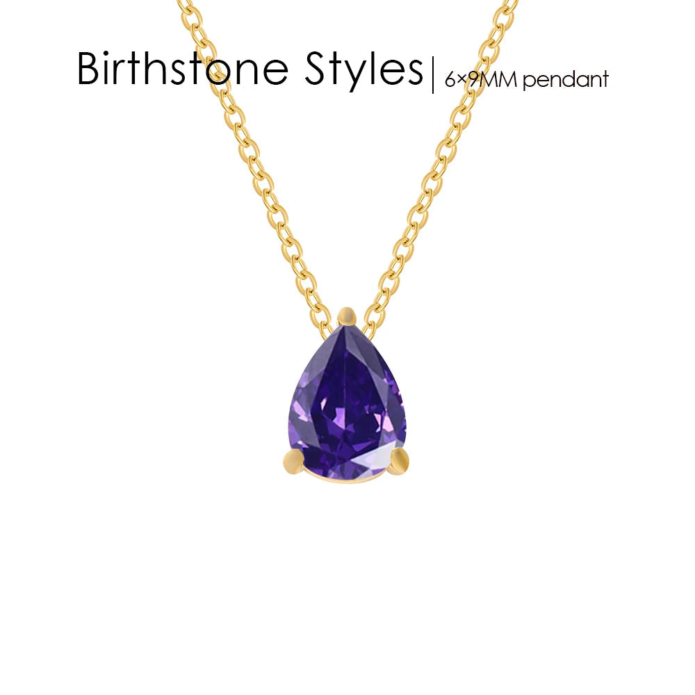 Teardrop Birthstone Necklace