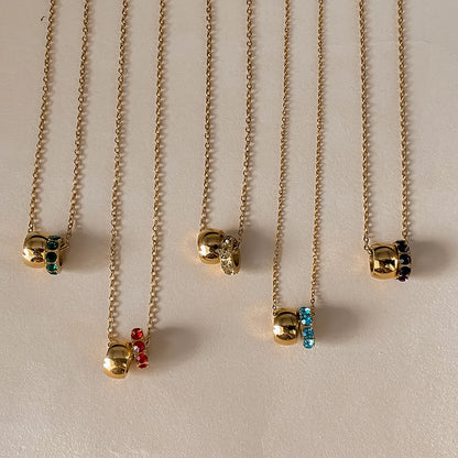 18K Gold Plated Birthstone Charm Necklace