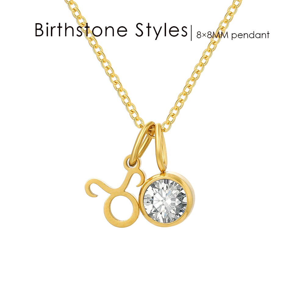 14K Gold, Silver & Rose Gold Zodiac Birthstone Necklace