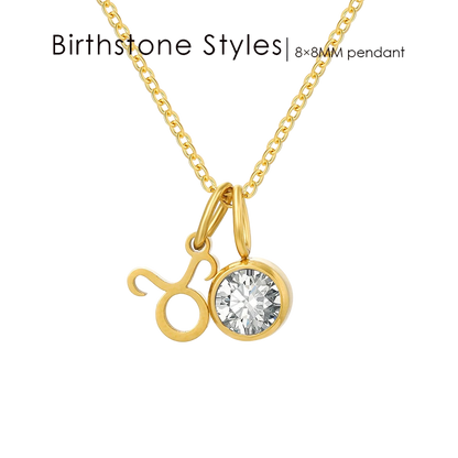 14K Gold, Silver & Rose Gold Zodiac Birthstone Necklace