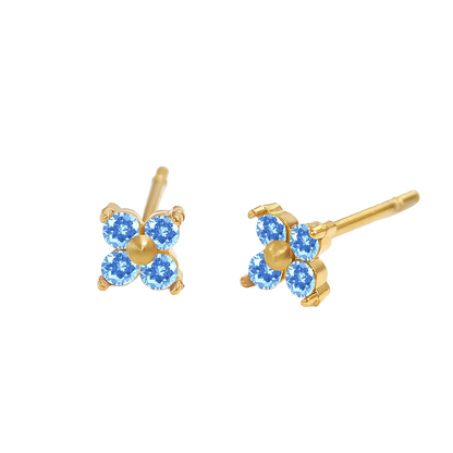 Birthstone Flower Stud Earrings