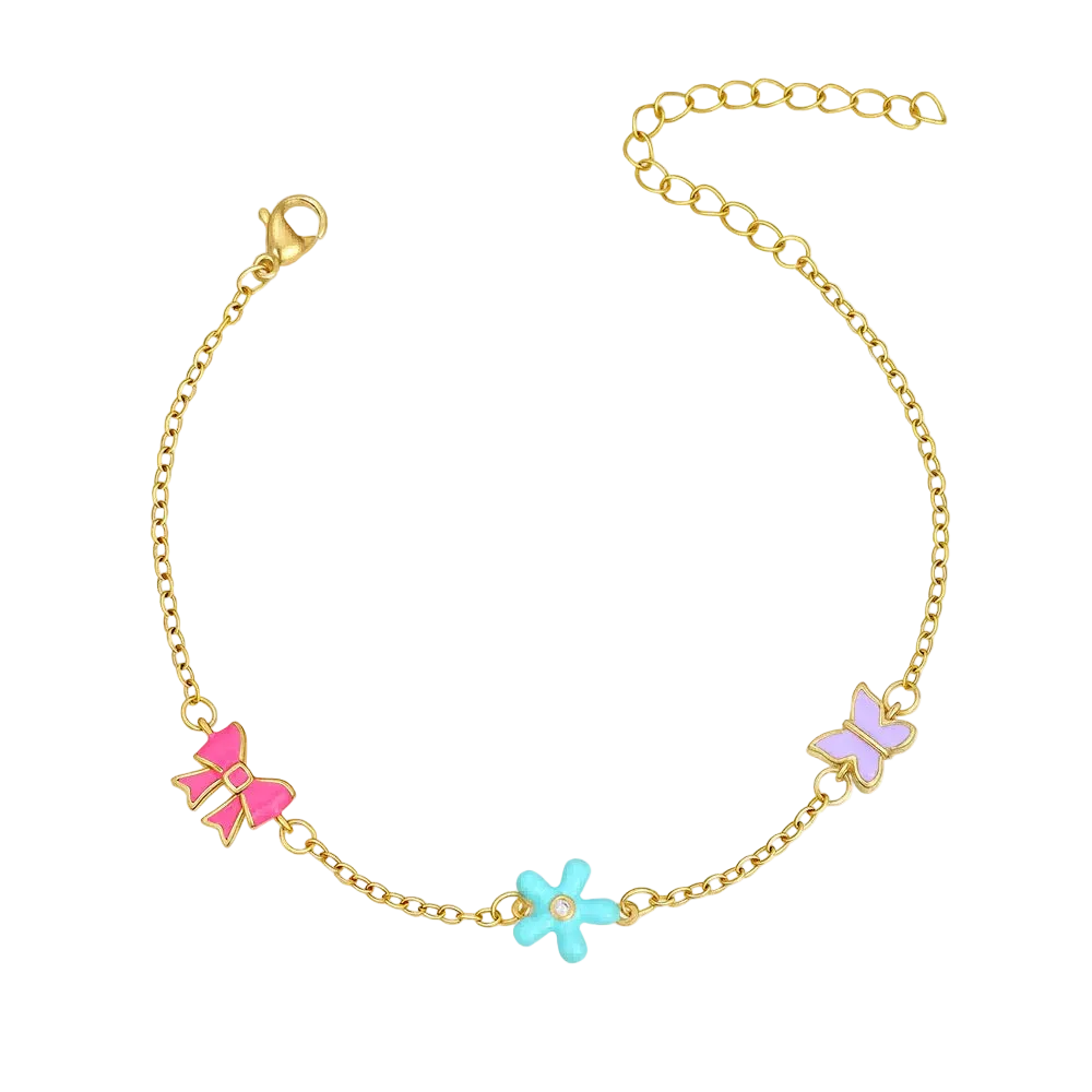 Bowknot & Flowers & Butterfly Charm Bracelet