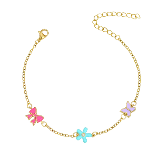 Bowknot & Flowers & Butterfly Charm Bracelet