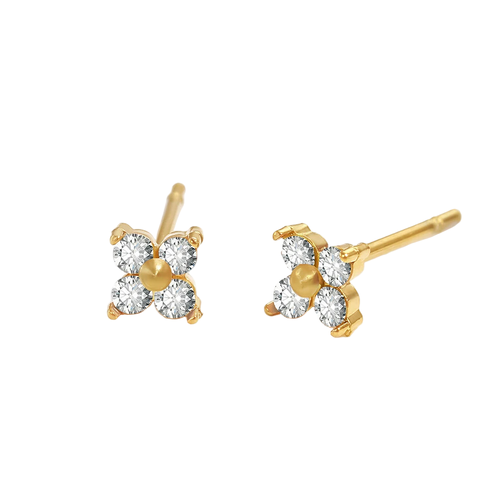Birthstone Flower Stud Earrings