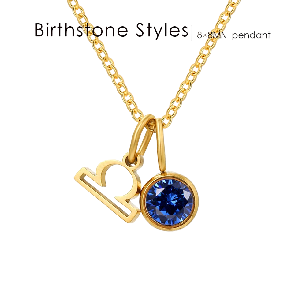 14K Gold, Silver & Rose Gold Zodiac Birthstone Necklace