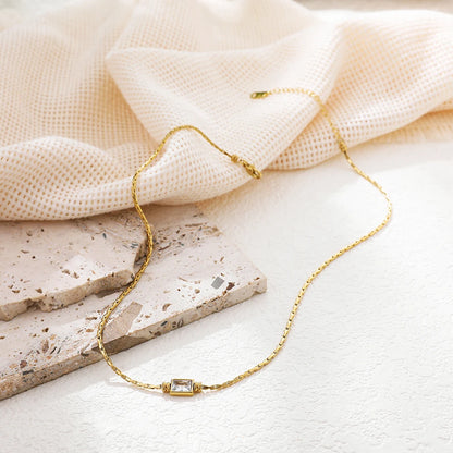 18K Gold Plated Square Zircon Necklace