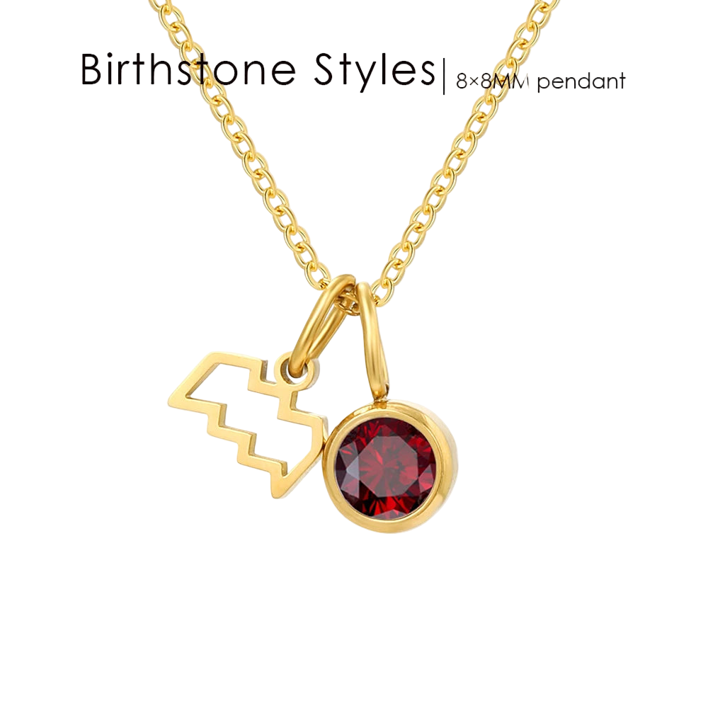14K Gold, Silver & Rose Gold Zodiac Birthstone Necklace