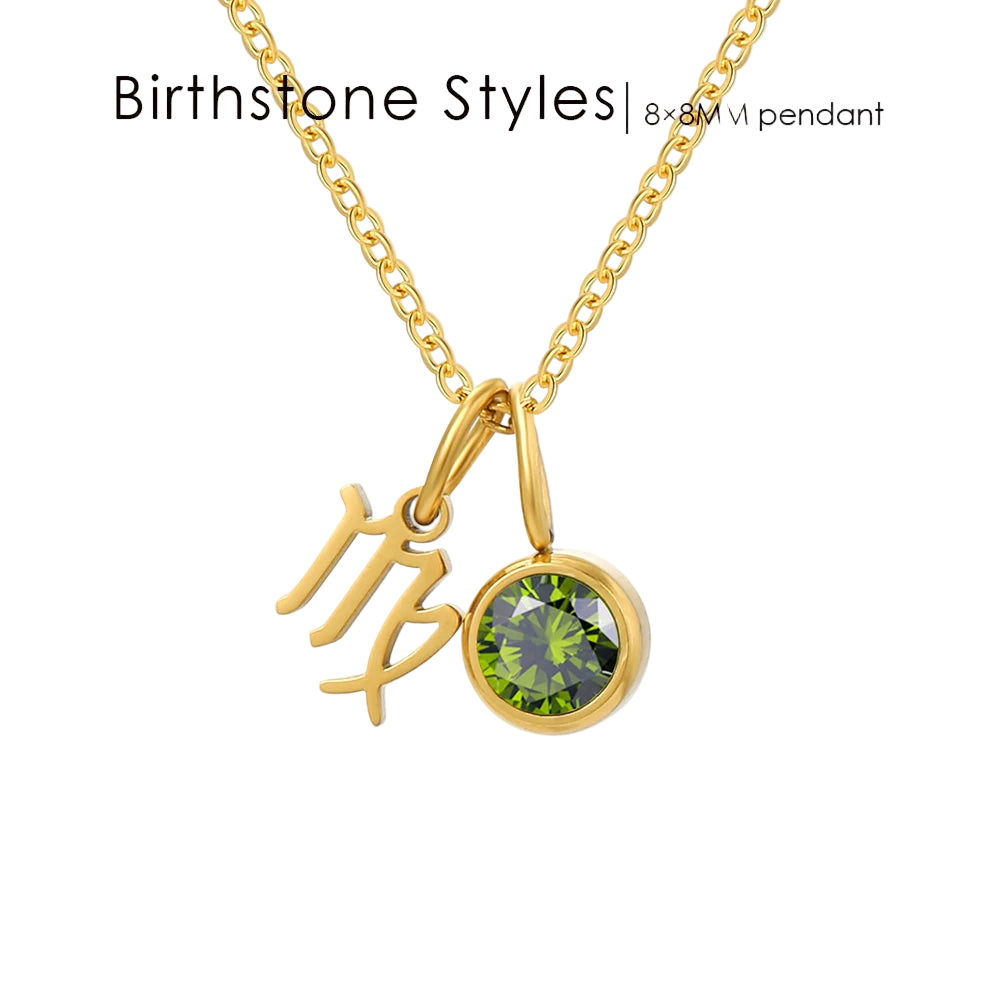14K Gold, Silver & Rose Gold Zodiac Birthstone Necklace