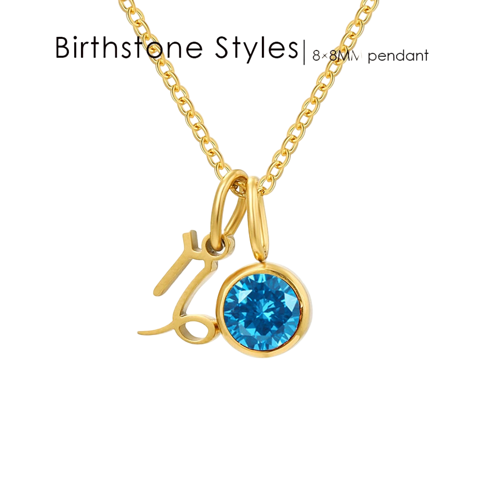 14K Gold, Silver & Rose Gold Zodiac Birthstone Necklace