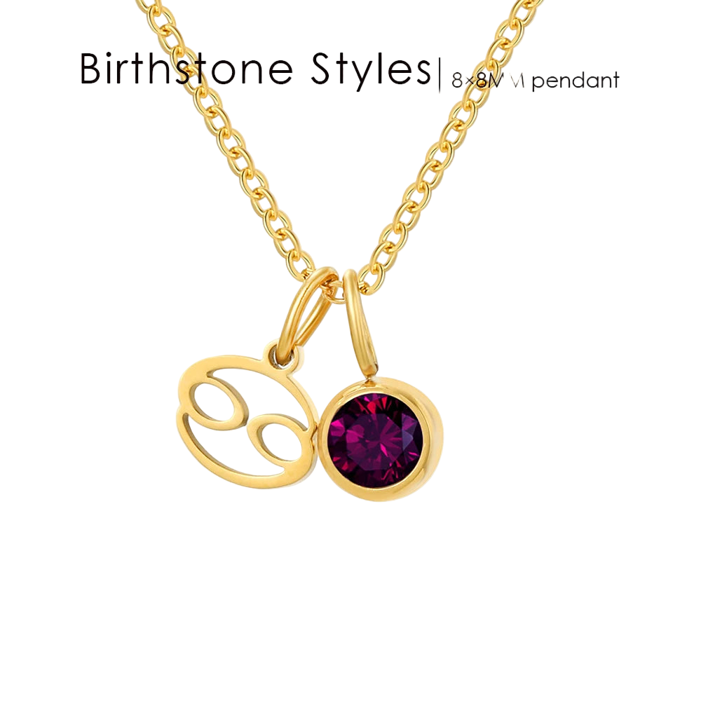 14K Gold, Silver & Rose Gold Zodiac Birthstone Necklace