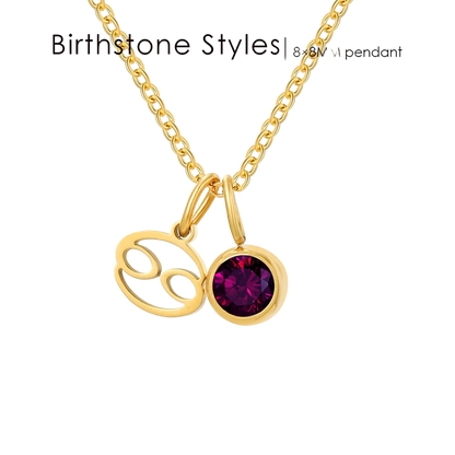 14K Gold, Silver & Rose Gold Zodiac Birthstone Necklace