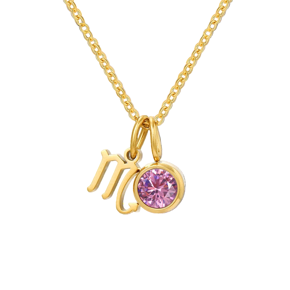 14K Gold, Silver & Rose Gold Zodiac Birthstone Necklace