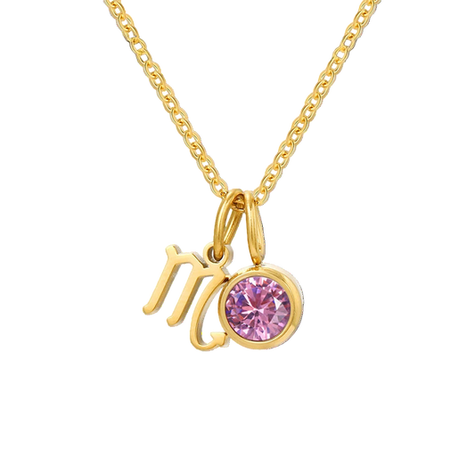 14K Gold, Silver & Rose Gold Zodiac Birthstone Necklace