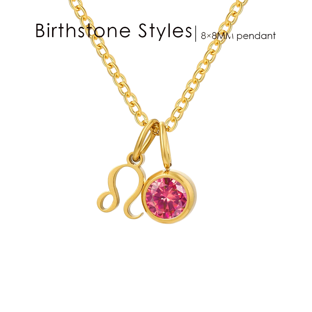 14K Gold, Silver & Rose Gold Zodiac Birthstone Necklace