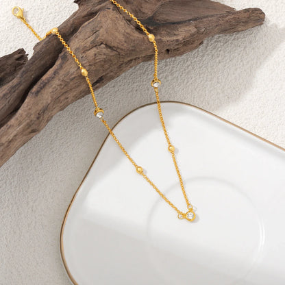 18K Gold Plated Bezel Stone Necklace