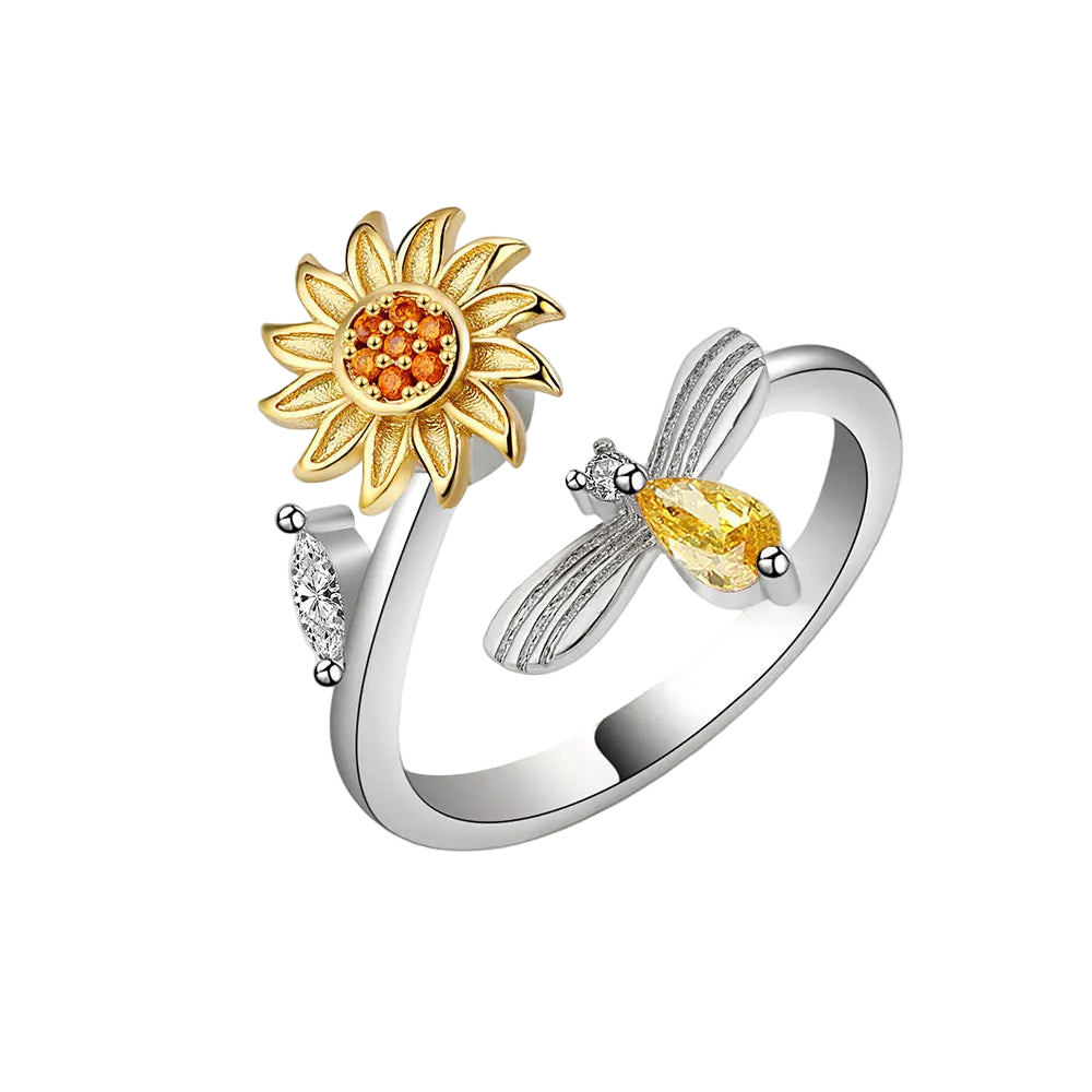 Adjustable Sunflower Spinner Ring