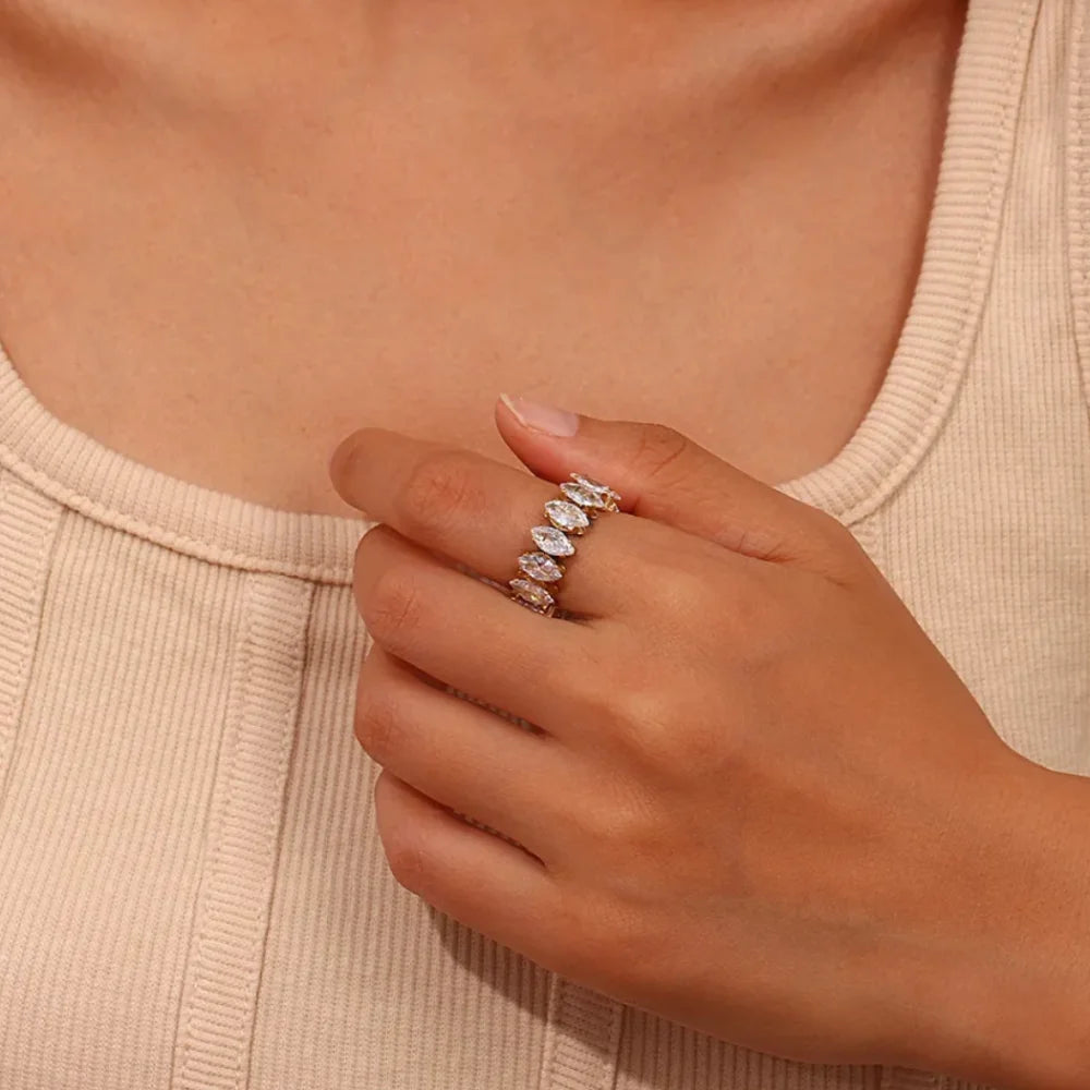 Marquise-Cut Zircon Ring