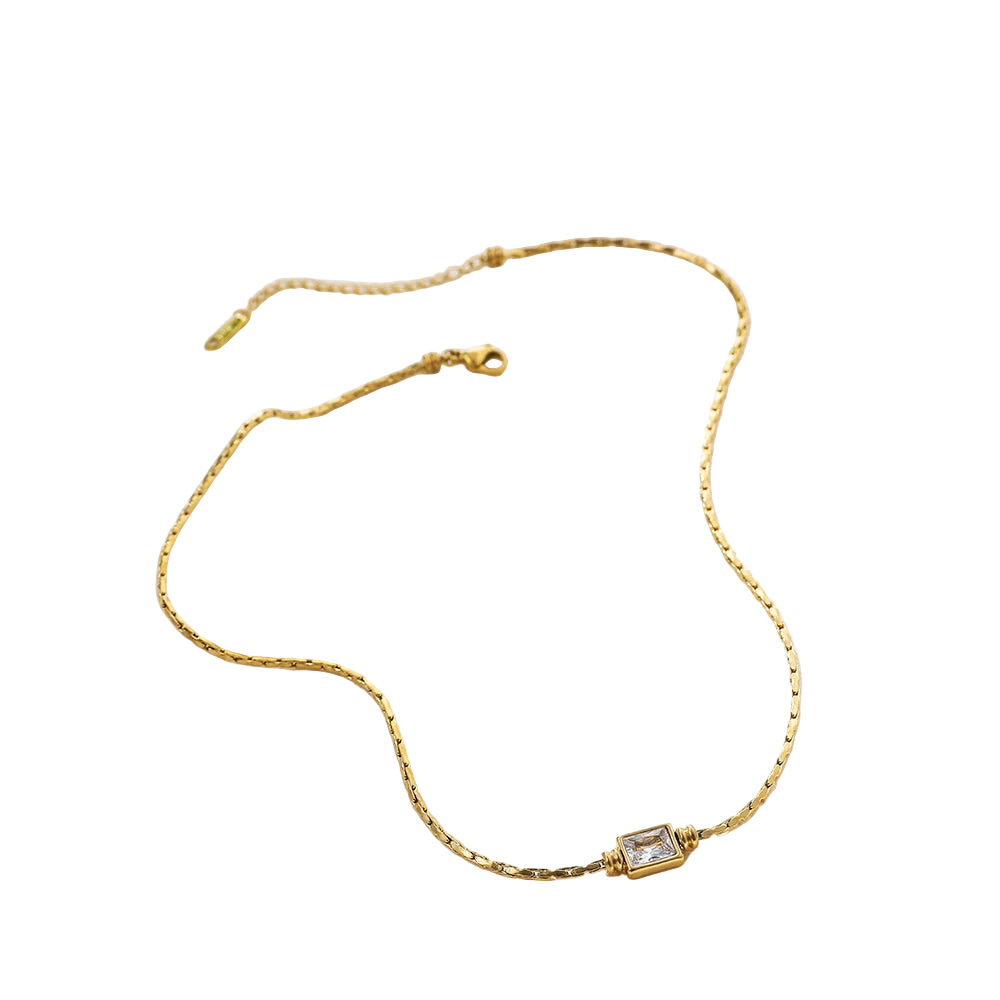 18K Gold Plated Square Zircon Necklace