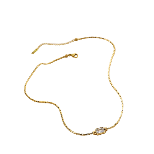 18K Gold Plated Square Zircon Necklace