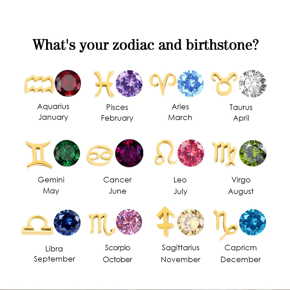 14K Gold, Silver & Rose Gold Zodiac Birthstone Necklace