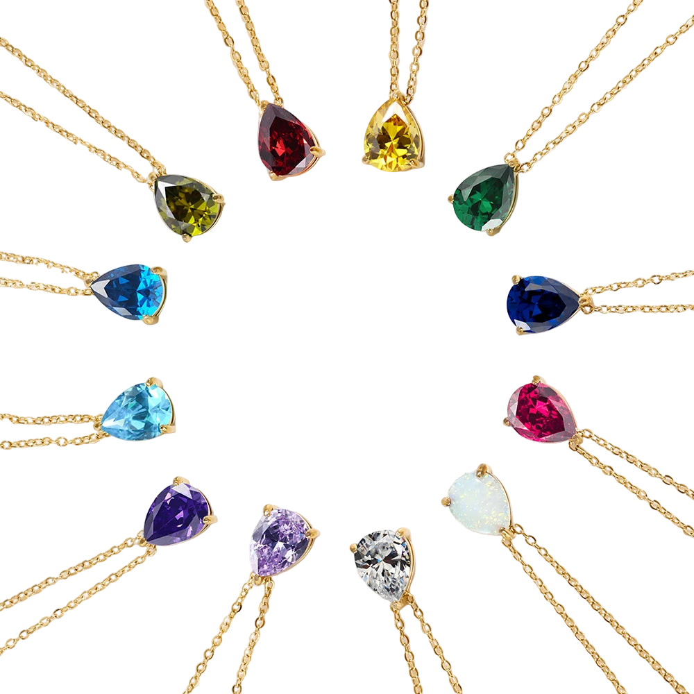 Teardrop Birthstone Necklace